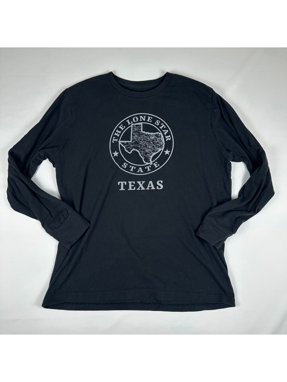 Mens Black Texas Lone Star State Long Sleeve Graphic T-Shirt Tee